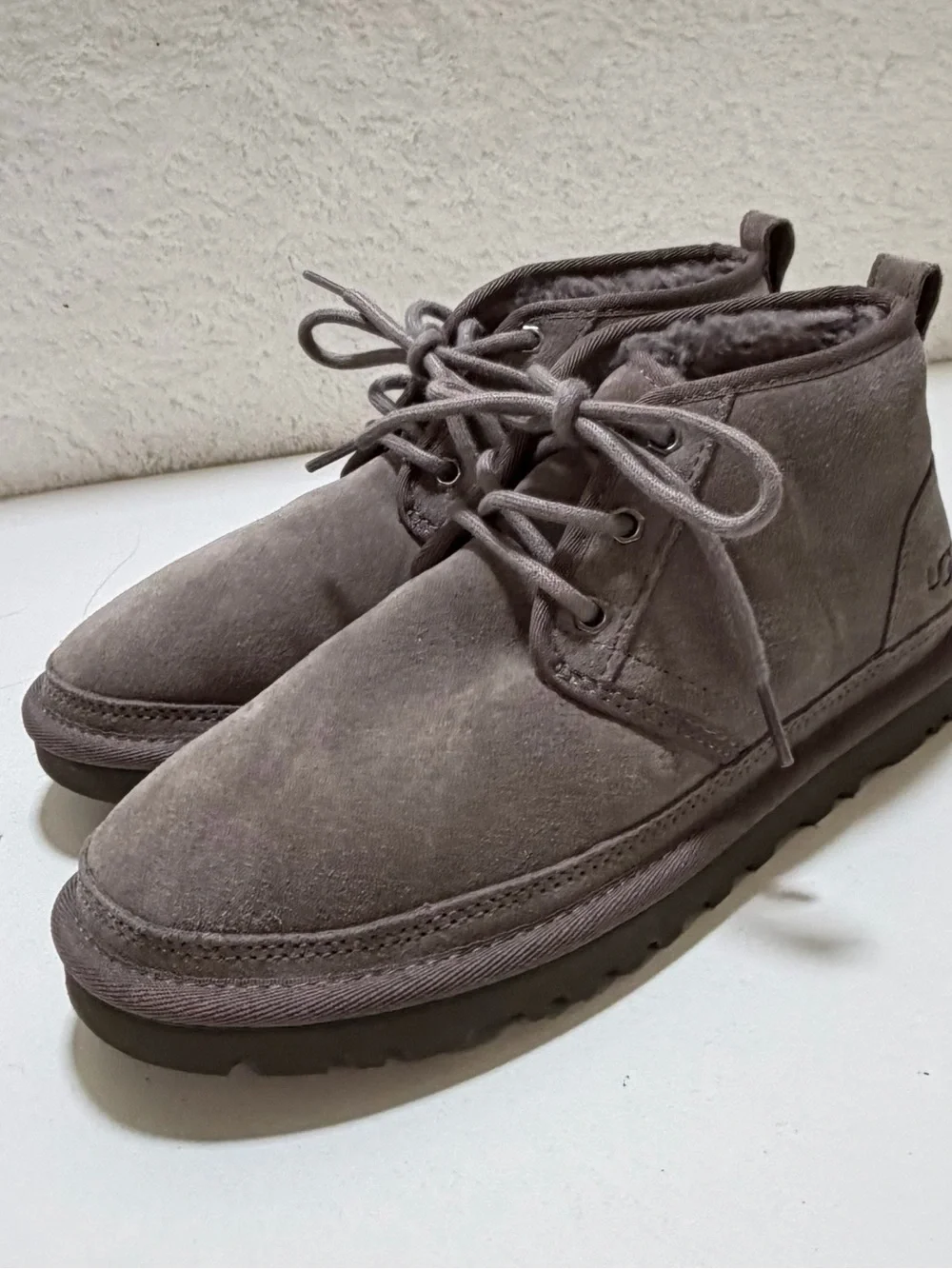 UGG Neumel Charcoal Gray Suede Chukka Boots Mens Size 6 Wool Lined
